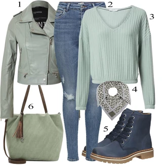 outfit mit Zelena/Svetlo zelena/Turkizna/Svetlo modra Pletene velika velikost About You "popolna oblačila"