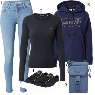 Dlouhé / Maxi Outfit s Černá Mikina s kapucí/Dlouhé Kardigany/Dlouhý Zimní Kabát/Zvonová Kalhoty/Dlouhá tylová sukně levi's "Perfekt na podzim"