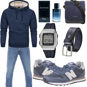 Groß Outfit mit Dunkelblau/Blau KapuzenPullover/Sport Sweatshirt/Strick Hoodie/Unisex Hoodie/Hoodie/Ausgefallener Hoodie/Sport Hoodie KEFITEVD "Super für die Freizeit"