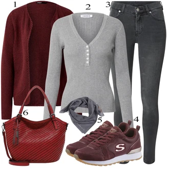 Outfit sa Siva Pletenina Edited "Odličan za slobodno vrijeme"