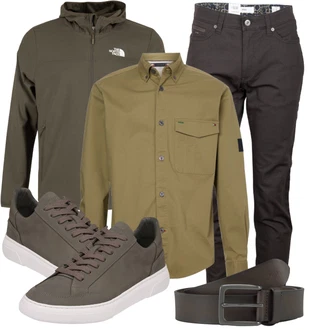 Outfit mit Khaki/Dunkelbraun/Dunkelgrün/Grau Ledergürtel/Breiter Gürtel/Klassische Gürtel/Casual Gürtel/Frauengürtel Ohne Schnalle Tom Tailor "Toller Look für die Freizeit"