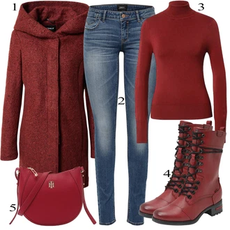 outfit mit Rdeča Škorenj Mustang "Padajoča oblačila"