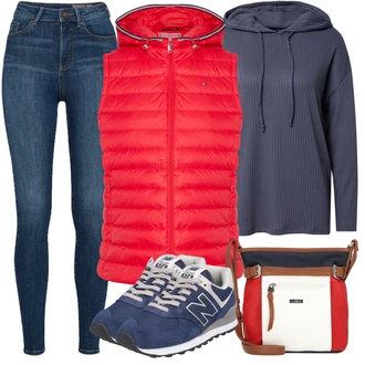 Outfit s Modrá Teniska New Balance "In Trendy Podzimní Outfit"
