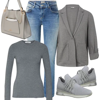 Vintage outfity Zima s Šedá/Světle šedá/Tmavě šedá/Tmavě modrá Pletený top/Pletené tričko Edited "Ležérní Outfits"