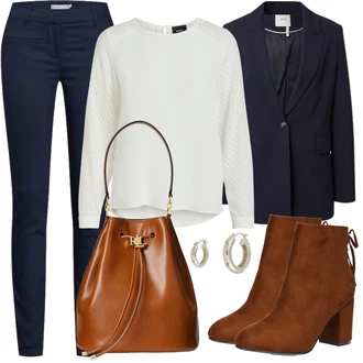 Móda pro plnoštíhlé Outfit s Krémová/Bílá Halenkový Top/Halenka s Dlouhým Rukávem/Slip-on Halenka/Halenka se Stojatým Límcem/Kožená bunda pro muže/Crash blůza/Dětská hračka/Sportovní Halenka/Mušelínová Halenka/Blůza s nášivkou na lokti Object "In Trendy Podzimní Outfit"