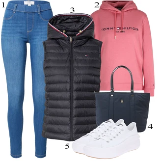 Outfit s Bílá/Krémová Teniska na platformě/Plátěná teniska/Nízká Teniska Converse "Podzimní Outfit"