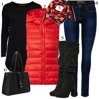 Zima Outfit s Černá Kozačka Na Podpatku/Dlouhá Kozačka/Kozačka nad Kolena/Bota se širokým nohavici/Špičatá Kozačka/Kozačka po Kolena About You "Podzimní Outfit"