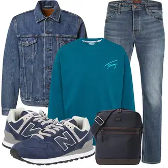 90er Outfit mit Blau/Hellblau Große Größe Mantel/Vintage Jacke/Kurze Jeansjacke/Jeansjacke levi's ® "Alltagsoutfit"Look: Uni, Retro, 90er, Western, Vintage, Workwear