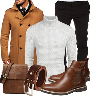 Outfit mit Braun Wintermantel/Winter Parka BOLF "Auffälliger Look für den Herbst"