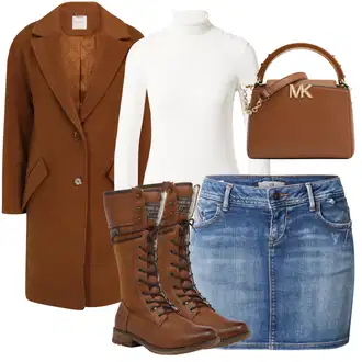Džínovina Outfit s Modrá/Tmavě modrá/Světle modrá Džínová Sukně/Krátká Sukně/Džínová vintage sukně LTB "Podzimní výrazný vzhled"