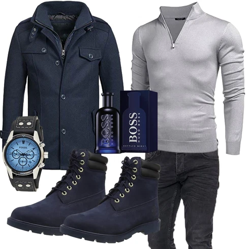 Blau Overall/Wintermantel/Winter Parka Indicode Jeans kombinieren
