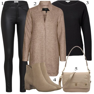 Outfit s Růžová/Fialová/Hnědá/Béžová Kozačka Kožená kotníková bota/Letní kotníková Kozačka/Kotníková Bota s Podšívkou/Špičatá Kozačka Tamaris "Podzimní Outfit"