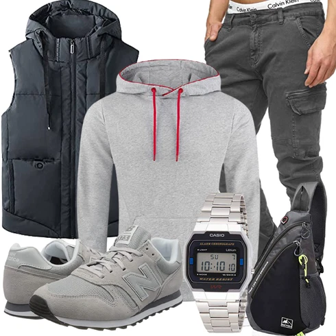 Schwarz/Dunkelblau/Grau/Dunkelgrau Ärmellose Weste/Reiseweste/Funktionsweste/Kurze Weste/Isolationsweste/Daunenweste/Puffer Weste Allthemen kombinieren mit Hoodie Riverso