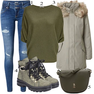 Outfit s Zelená Móda Pro Plnoštíhlou/Svetrové Šaty JdY "Podzimní Outfit"