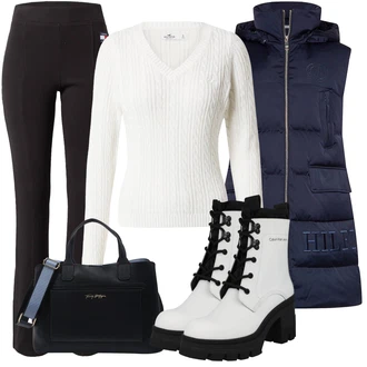 Outfit s Šedá Svetrové Šaty/Pletený Oděv/Dlouhý Zimní Kabát/Dlouhá tylová sukně/Dlouhé Šaty/Šaty s dlouhým rukávem/Šaty s výstřihem Hollister "Podzimní Outfit"