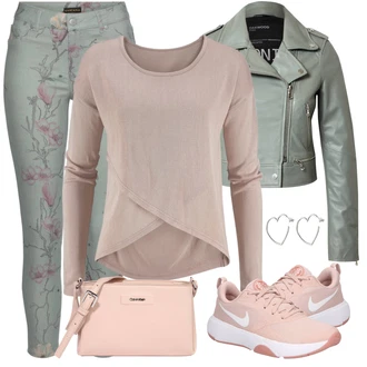 Outfit s Šedá Motorkářské Bund/Kožené Bund/Bunda z Umělé Kůže/Motorkářská bunda Oakwood "Perfekt na podzim"