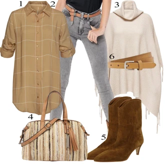 Outfit s Šedá Pončo JdY "Podzimní Outfit"