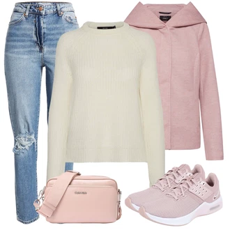 Outfit s Šedá/Fialová/Hnědá/Béžová Bunda s Kapucí/Fleecová Bunda Pletená Fleecová Bundy/Merino bunda/Vlněná Bund/Udržitelná bunda Only "Perfekt na podzim"