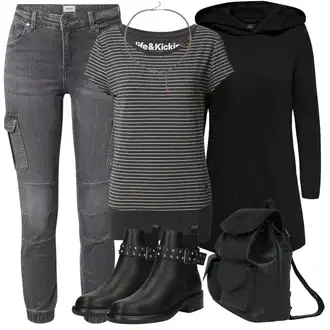 Outfit s Černá Přechodový Kabát/Softshellový Kabát/Kabát s Kapucí/Lodenový kabát/Scuba Kabát Only "E-dívka oblečení pro ženy"