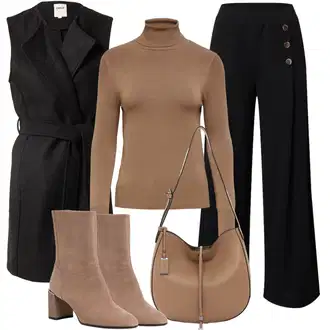 Outfit s Béžová/Hnědá/Šedá Klasická Kozačka/Kotníková Bota Na Podpatku/Kožená kotníková bota/Kotníková Bota s Podšívkou/Špičatá Kozačka/Letní kotníková Kozačka/Vintage Kotníková Bota/Zimní kotníková bota Tamaris "Perfekt na podzim"