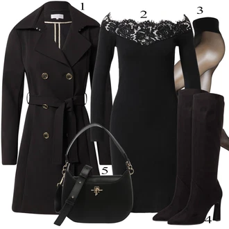 Outfit sa Crna/Tamnozelena Vuneni Kaput/Baloner/Trenč Kaput/Scuba Kaput/Zimski Kaput Vuneni kaput/Usko Krojena Kaputa/Midi Kaput/Frak Kaput/Kaban Kaput/Prijelazni Kaput PATRIZIA PEPE "Jesenski Outfit"