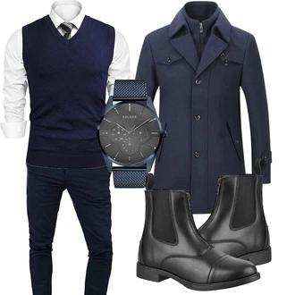 Outfit mit Blau Pullunder iClosam "Elegantes Herbst Outfit"