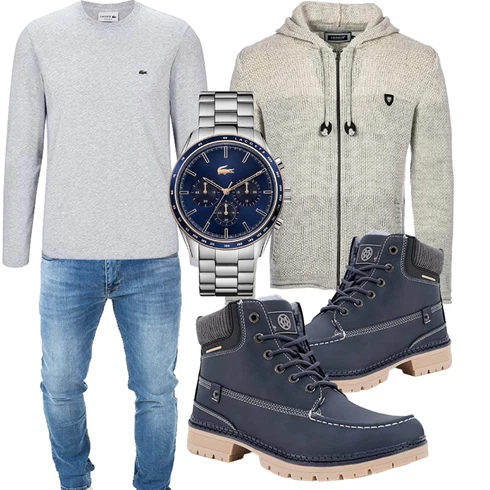 Flache Blau/Dunkelblau SchnürStiefel/TrekkingStiefel/Herren Lederschuhe/Klassischer Stiefel/Wasserdichter Stiefel/Wasserfester Schuh Gaatpot kombinieren