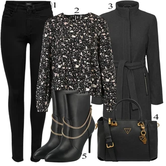 outfit mit Črna/Temno modra Pletena Pajkica/Pajkice z Razporkom/Neprosojna Pajkica/Usnjena Jakna/Oblikovana Pajkica/Tople Pajkice/Športna Pajkica/Podložena Pajkica/Baumwoll Pajkica Only "Padajoča oblačila"