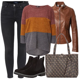 Outfit s Černá/Tmavě šedá/Zelená/Šedá/Tmavě zelená Zimní bunda/Plisované Džíny/Termální Džíny/Džíny Regular Fit/Mom Jean/Pánské tričko/Sweat Džíny/Kožená Pánská Bund/Formální Košile/Zužující se Džíny/Džíny s Rozparkem Pieces "Podzimní Outfit"