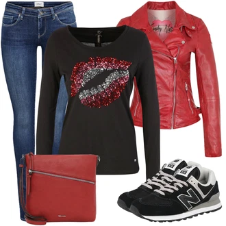 Outfit s Černá Teniska/Zimní bota/Nízká bota na podpatku New Balance "Podzimní Outfit"