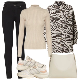 Outfit s Krémová/Růžová/Béžová/Modrá Teniska se Třpytkami Adidas Originals "Podzimní Outfit"