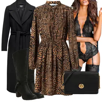 Outfity na podzim s Červená Šaty Móda Pro Plnoštíhlou/Košilové šaty/Šaty s dlouhým rukávem/Šaty s výstřihem About You "Podzimní Outfit"