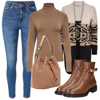 S řetízkem Outfit s Hnědá/Tmavě hnědá Kozačka Motorkářská bota/Letní kotníková Kozačka/Kožená kotníková bota/Kotníková Bota s Podšívkou/Jezdecká Bota/Plochá Kotníková Bota Only "Podzimní Outfit"