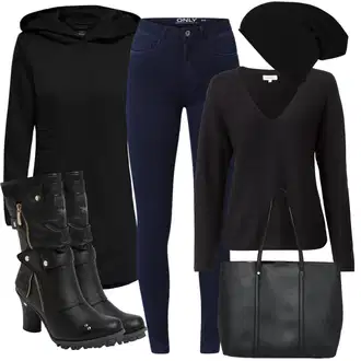 Outfit s Černá Přechodový Kabát/Softshellový Kabát/Kabát s Kapucí/Lodenový kabát/Scuba Kabát Only "Podzimní Outfit"