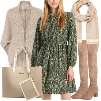 Outfity na podzim s Šedá Šaty Móda Pro Plnoštíhlou/Šaty s dlouhým rukávem/Šaty s výstřihem/Košilové šaty About You "Podzimní Outfit"