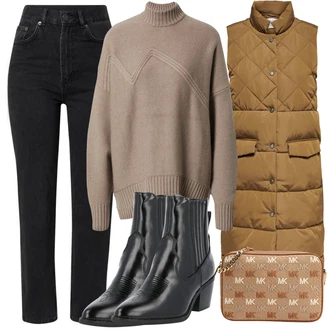 Len Outfit s Zimní Svetr/Pletený Svetr/Oversize Svetr/Jednoduchý Svetr/Svetr s Výstřihem/Svetry 2 v 1/Svetr Carmen/Vlněný Svetr/Svetr Niki/Kašmírový Svetr Leger by Lena Gercke "Podzimní Outfit"
