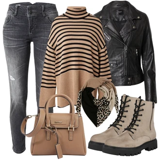 Outfit s Šedá Kozačka Šněrovací Kotníková Bota Tom Tailor Denim "Podzimní Outfit"
