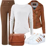 Hnědé uvolněné džíny monki outfity image