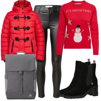 Outfit s Černá Kožená bunda/Svetrová Vest Dlouhý svetr/Midi Kabát Dorothy Perkins "Podzimní Outfit"