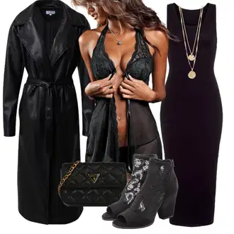 Outfit s Černá/Šedá/Oranžová/Zelená/Modrá/Fialová/Žlutá Nightwear & Loungewear Negližé/Krajková noční košile Lascana "Podzimní Outfit"
