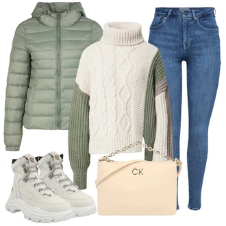 Dlouhé / Maxi Outfit s Růžová/Béžová/Modrá Doplňek/Dlouhá tylová sukně/Dlouhý Zimní Kabát/Taška Přes Rameno/Dlouhé Šaty Calvin Klein "Podzimní Outfit"