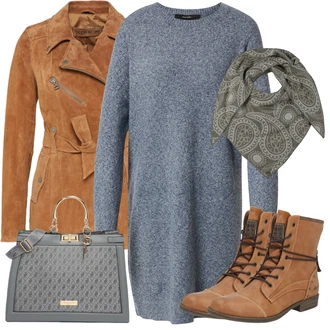 Outfit s Béžová/Hnědá Kozačka Šněrovací Kotníková Bota/Kozačka se zipem/Bojová Bota/Motorkářská bota Mustang "Podzimní Outfit"