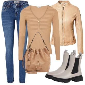 Dlouhé / Maxi Outfit s Hnědá Dlouhá tylová sukně/Taška/Doplňek/Dlouhý Zimní Kabát/Dlouhé Šaty Tamaris "Podzimní Outfit"