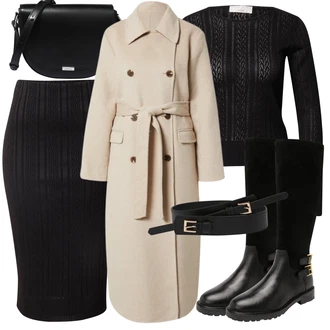 Outfit s Černá Kožený Pásek/Klasické Pásky/Ležérní pásek/Páska s Kapsou/Pásek bez Přezky/Kožený Náramek/Pásek Na Pas guido maria kretschmer women "Podzimní Outfit"