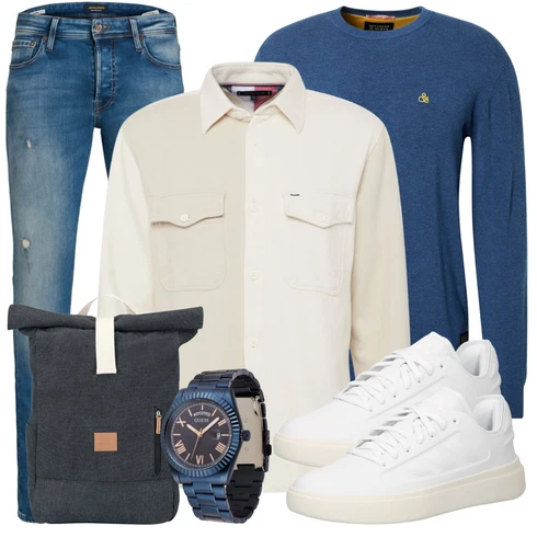 Grau/Beige Hemd Tommy Hilfiger kombinieren