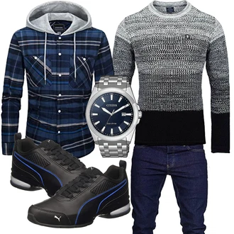 Vintage Outfit mit Dunkelblau/Blau/Hellblau Unisex Hoodie/Sweatshirt Sweatjacke/Hoodie/Strick Hoodie/Ausgefallener Hoodie KEFITEVD "Freizeit Outfit"Look: Boyfriend, Casual, Classic, Sportlich, Vintage, Workwear, Outdoor, Zuhause, Skater, Coole, Uni, Moderne, Maritim