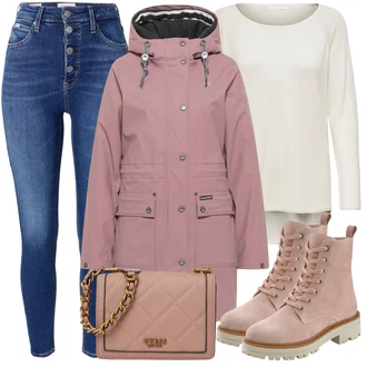Comfort Outfit s Růžová/Fialová/Béžová Kozačka Šněrovací Kotníková Bota/Zimní kotníková bota/Plochá Kotníková Bota/Bojová Bota/Kotníková Bota s Podšívkou/Klasická Kozačka Elbsand "Podzimní Outfit pro každodenní nošení"