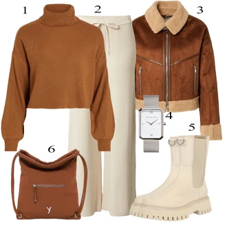 ľahký Outfit sa Bež/Kaki Chelsea Gležnjača/Klasična čizmica/Gumena Gležnjača/Motociklistička čizma/Kožna Jakna/Gumena Čizma/Ravna Gležnjača Bronx "Tvoj otmjeni outfit"