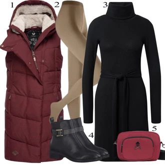 Pavla Outfit sa Crvena/Vinski Crveno/Tamnocrvena Jesenska jakna/Zimska Parka/Donja Jakna/Ljetna pod-jakna/Puferica Jakna/Zimska Jakna/Slip jakna/Duga jakna Ragwear "Jesenski Outfit"