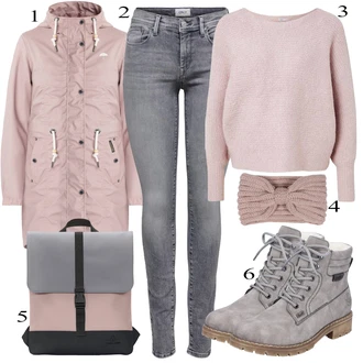 Outfit sa Siva/Bež/Svjetlosiva Čizmica Gležnjača na Vezanje/Podstavljena Gležnjača/Klasična čizmica/Zimska gležnjača/Borbena Čizma/Zimska cipela Rieker "Jesenski Outfit"
